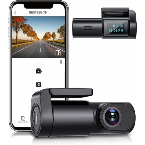 Caméra de tableau de bord WiFi - Double caméra de tableau de bord Full HD  1080p pour voitures, enregistreur de conduite avant et arrière avec  application téléphone, capteur G, grand angle 170°