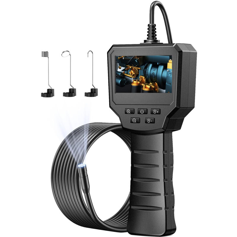 Caméra d'inspection 2,4 Pouces, 1440P hd Caméra 2,0 mp avec 6 led Réglables Ouylaf Numérique Caméra Etanche IP67 de 8 mm, Câble Semi Rigide 5M