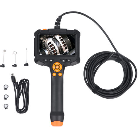 Caméra d'inspection 4,3 pouces, Endoscope portatif à double objectif de 8mm avec 8 led réglables pour la réparation de voitures et de maisons, 5m / 16,4 pieds