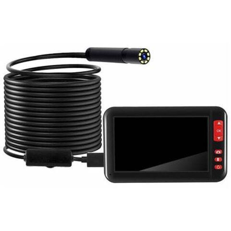 Caméra D'inspection D'endoscope Industrielle Lentille Intégrée 8pcs LED 8mm Avec écran D'affichage Haute Définition 1080P De 4,3 Pouces, Cordon