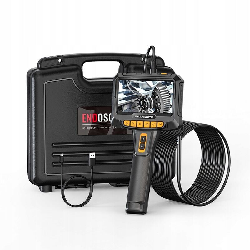 CAMÉRA D'INSPECTION ENDOSCOPE AVEC TÊTE ROTATIVE 360° 5″ FHD IP 9LED 8.5mm 5m