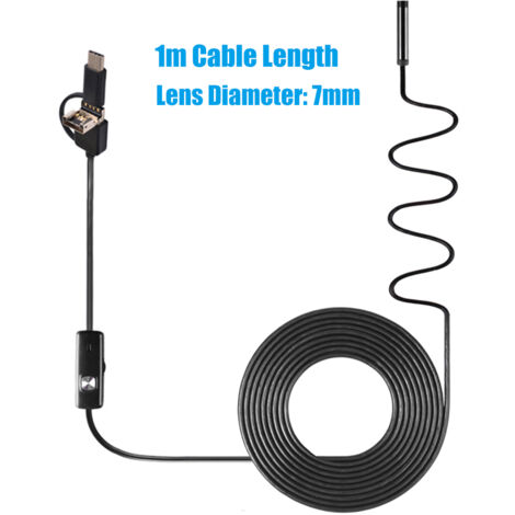 Caméra d'inspection endoscopique industrielle 3 en 1 avec 6 LED intégrées IP67 étanche USB Type-C pour smartphones/PC Android