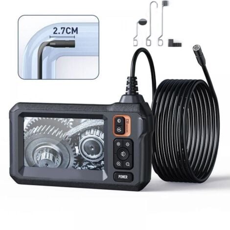LONGZIMING Caméra d'inspection endoscopique Industrielle, caméra d'égout endoscopique IPS 4,3", caméra Serpent étanche IP67 avec 8 lumières LED, câble Semi-Rigide de 5 m
