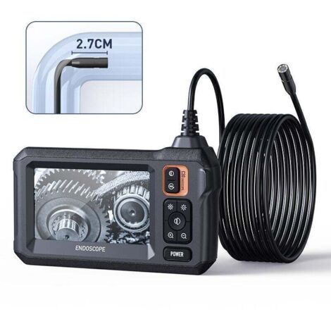 Caméra d'inspection endoscopique Industrielle, caméra d'égout endoscopique IPS 4,3", caméra Serpent étanche IP67 avec 8 lumières LED, câble Semi-Rigide de 5 m,de DEBUNS