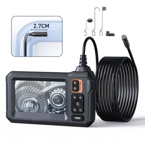 Caméra d'inspection endoscopique industrielle - Écran IPS 4,3" - Étanche IP67 - 8 LED - Câble semi-rigide 5m.