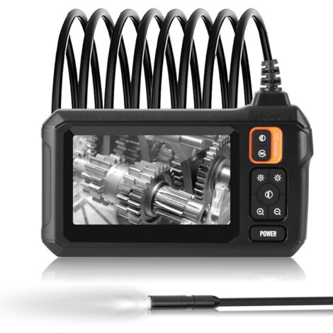 Caméra d'inspection Endoscopique Industrielle,Caméra d'égout Endoscopique IPS de 4,3 Pouces avec Serpent étanche IP67 Portable 1920P avec 8 lumières LED,câble Semi-Rigide de 5M