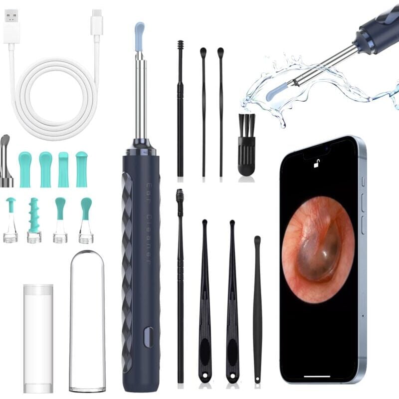 Caméra d'inspection Otoscope Oreille 1080P hd 3,5mm IP67 Étanche Nettoyant Oreille Avec 6 Lumières led Outil de Nettoyage d'oreille Adapté aux