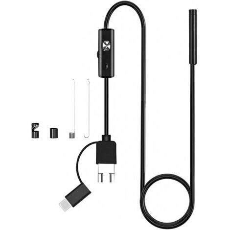 Caméra d'inspection semi-rigide ultra-mince 3-en-1 USB MicroType-C 5,5 mm, caméra endoscopique USB, étanche IP67 pour téléphones Android et Windows (5 mètres)