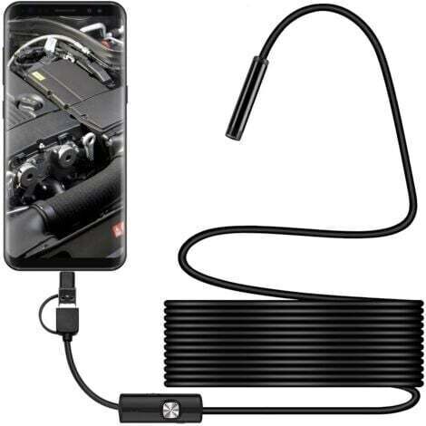 Caméra d'inspection serpent USB, endoscope USB C étanche IP67, caméra de type C avec 6 lumières LED réglables pour Android, XP, w7, w8, VISTA, W10,5.5mm