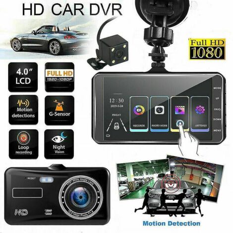 Caméra embarquée 4 pouces avec double caméra avant et arrière HD 1080p et vision nocturne