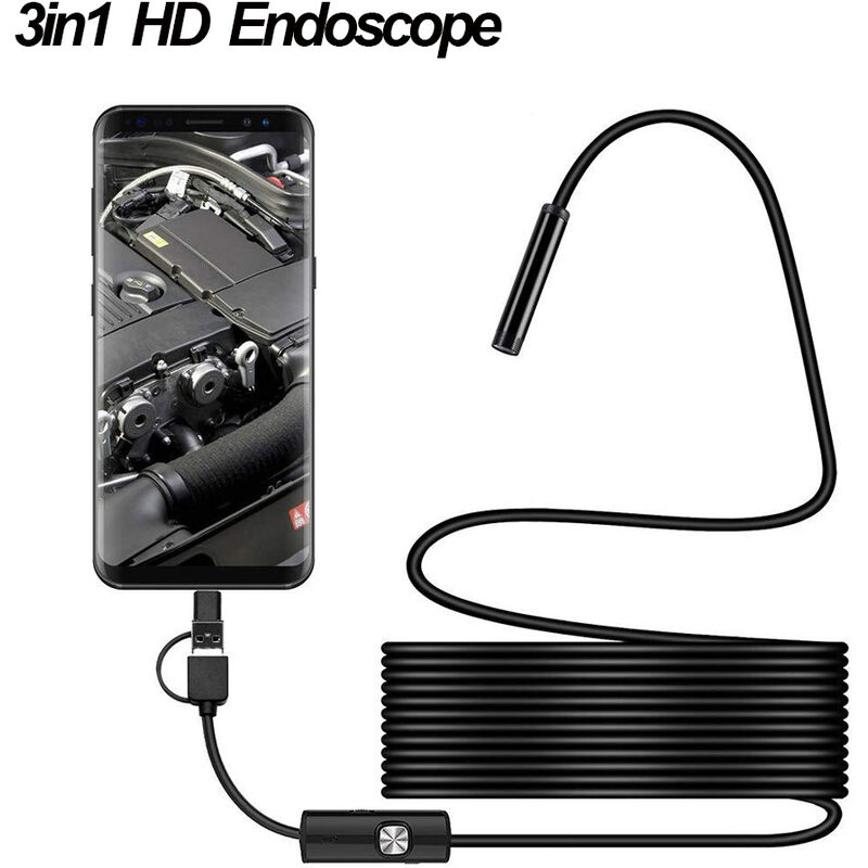 Caméra endoscope pour téléphone portable objectif de cordon de 1,5 m ordinateur Android interface Type-c/USB