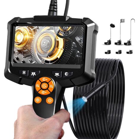 Caméra Endoscopique, 1080P HD Endoscope avec 4.3" IPS Screen, IP67 Camera Inspection Canalisation, Câble Semi-Rigide de 5M, 8 LED Réglables, Gadgets pour Hommes