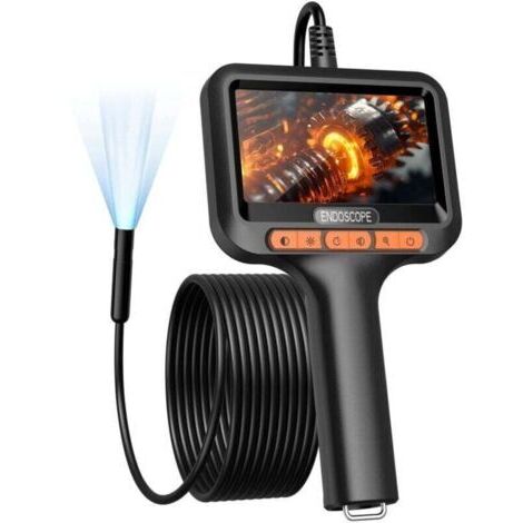 Camera Endoscopique 10m avec Écran et Lumière, 1920p HD Camera Canalisation avec Écran IPS 4,3 Pouces et 8 LED Réglables, IP67 Camera Inspection, 8mm Endoscope Câble Semi-Rigide No App No WiFi