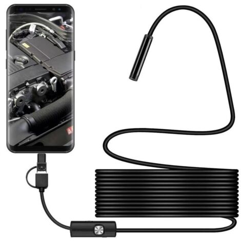 Caméra endoscopique 5m : endoscope avec 8 lumières LED compatible avec Android et iOS (iPhone/iPad) via un connecteur de type C.