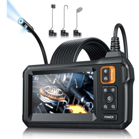 Caméra endoscopique avec lumière, caméra endoscopique étanche IP67 4,3 pouces 1080P HD endoscope industriel (5 m)