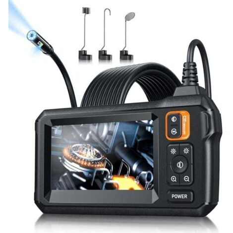 Caméra endoscopique avec lumière, caméra endoscopique étanche IP67 4,3 pouces 1080P HD endoscope industriel (5 m)