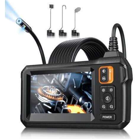 Caméra endoscopique avec lumière, caméra endoscopique étanche IP67 4,3 pouces 1080P HD, endoscope industriel (5 m)