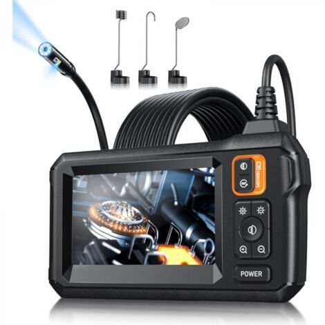 Caméra endoscopique avec lumière, caméra endoscopique étanche IP67 4,3 pouces 1080P HD endoscope industriel (5 m)