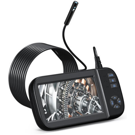 Caméra Endoscopique, Caméra d'inspection, Endoscope d'écran IPS 4,5 Pouces 1080P, Endoscope Canalisation, Câble Semi-Rigide et Détachable, Caméra Etanche avec 6 LED Réglables, Carte TF 32G
