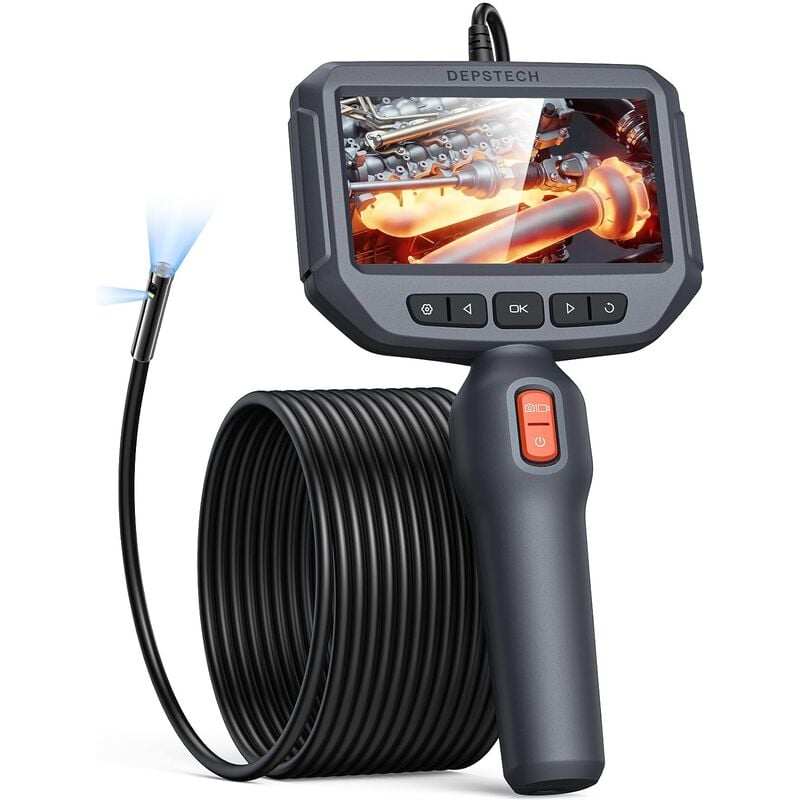 Caméra Endoscopique Double Objectif,Écran ips 4,3'' Endoscope Portatif, Endoscope Camera 1080P 8MM, Camera Inspection Canalisation Étanche IP67 avec