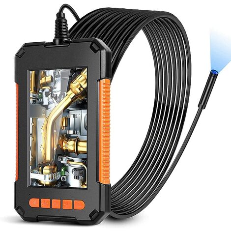 Caméra endoscopique industrielle 4,3 pouces 1080P HD numérique Boroscope avec 8 LED réglables Caméra d'inspection IP67 étanche, câble de 5 m, batterie 2600 mAh