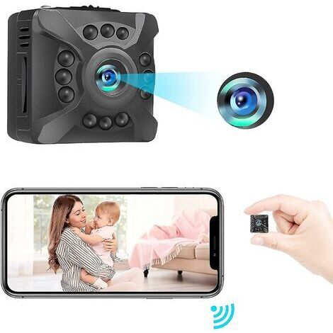 Caméra espion cachée Mini caméra Wifi sans fil 1080p avec audio et vidéo en direct Caméra de surveillance de sécurité à domicile avec détection de mouvement Application de vision nocturne Cont