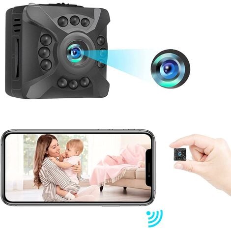 AUTRES Caméra espion cachée Mini WiFi sans fil 1080P avec vidéosurveillance audio en direct avec application de vision nocturne de détection de mouvement caméra de nounou de voiture intérieure et extérieure