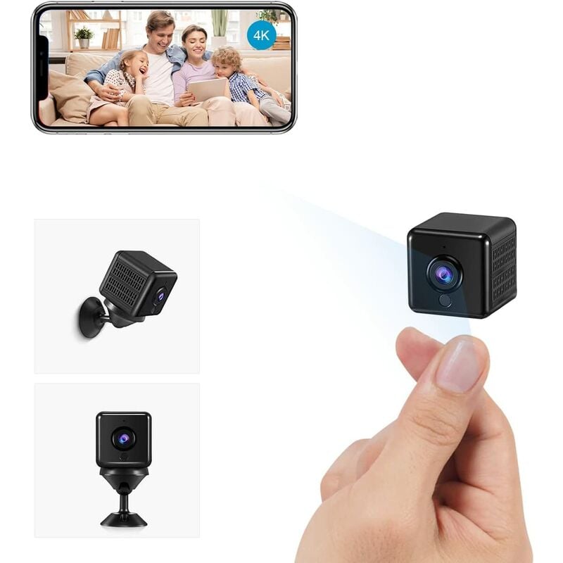 Camera Espion WiFi 4K HD Mini Caméra de Surveillance Interieur Extérieur sans Fil avec Enregistrement avec Mini Cachée Détection Mouvement Spy Cam