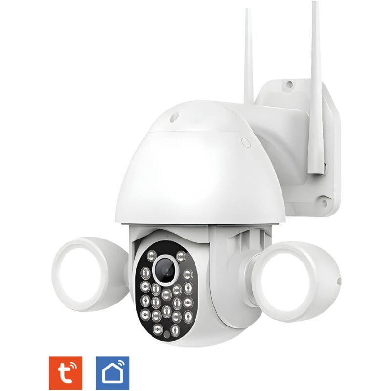 Caméra extéreure connectée Wifi Rotative 5MP 2 phares led + Carte sd 16Go