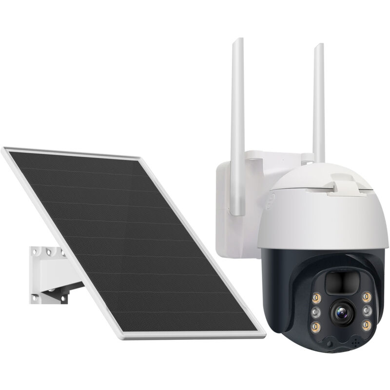 Caméra extérieure solaire connectée Wifi/Lan rotative p/t Full hd 3MP avec panneau solaire