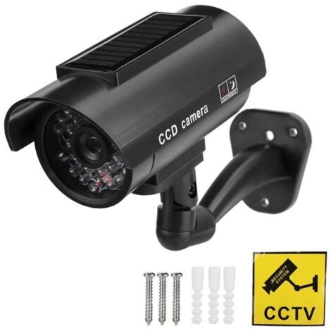 Caméra factice à énergie Solaire, Fausse caméra à énergie Solaire, caméra de sécurité factice réaliste étanche CCTV, avec lumi HB058