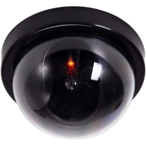 Caméra factice avec objectif, caméra de surveillance factice avec lumière LED rouge, imitation réaliste pour mur, plafond