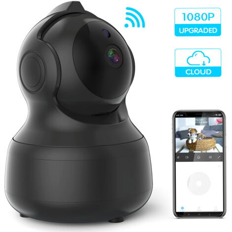 Caméra IP WiFi 1080p Full HD sans fil 2,4 GHz avec vision panoramique, détection de mouvement, audio bidirectionnel, vision nocturne, idéale pour la surveillance de bébé, d'animal de compagnie ou de p