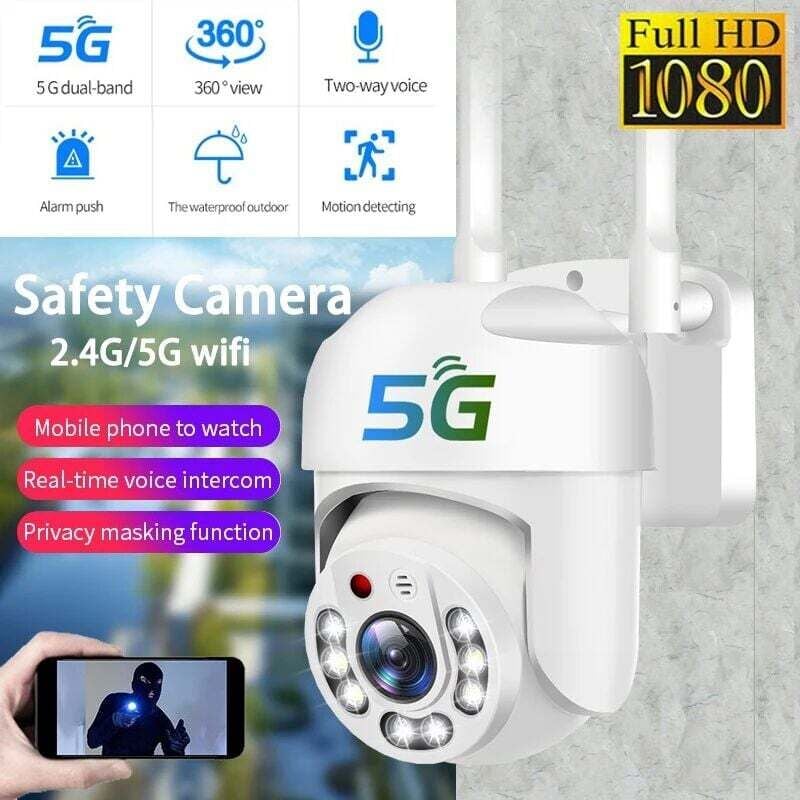 Caméra IP WIFI Caméras de surveillance 5G HD 200W PTZ IR Vision nocturne Moniteur humain extérieur Moniteur de sécurité couleur CCTV Vidéo, Caméra