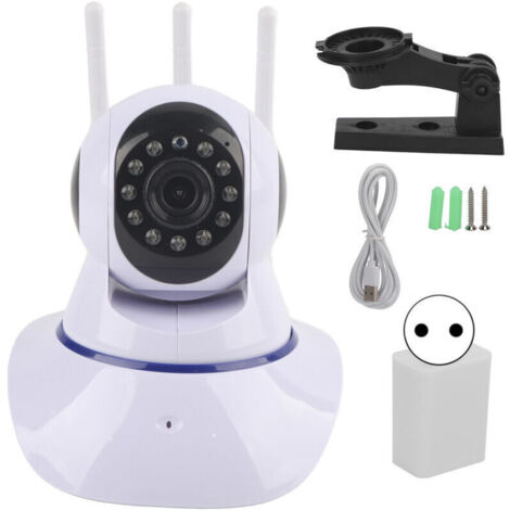 Caméra IP WiFi - Détection de mouvement - Vision nocturne IR - Audio bidirectionnel - Rotation PTZ - 3 antennes - Alimentation 100-240V (UE)