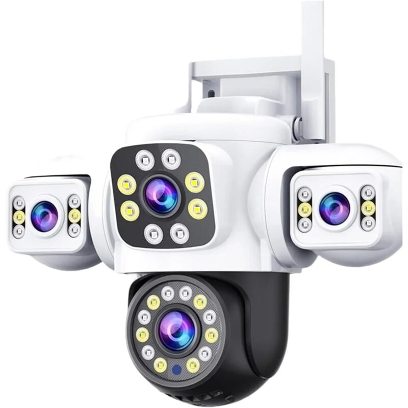 Caméra IP WiFi UHD 6K 8MP, triple écran, triple objectif, détection humanoïde par IA, suivi automatique, sécurité (prise UE, version Wi-Fi [triple