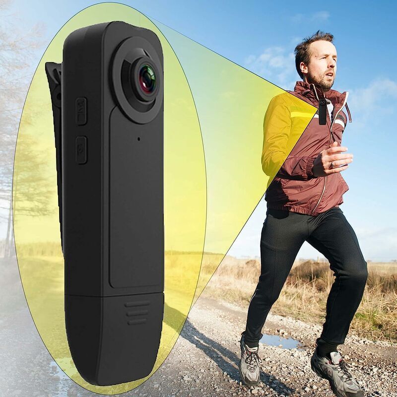 Caméra petit corps 1080P Full HD Mini caméra portée par le corps, caméra de poche portable avec clip arrière (carte SD non incluse)