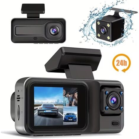 Caméra Recul pour Voiture Caméra Tableau Bord À 3 Canaux Pour Voitures Boîte Noire Enregistreur Vidéo 1080P Caméra Vue Arrière Pour Véhicule DVR Accessoires De Voiture Camera Recul Voiture(No TF Card