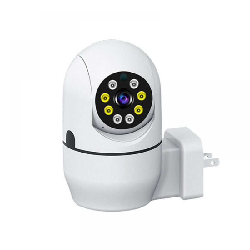 Caméra sans fil pour la sécurité de la maison Caméra PTZ enfichable à 360° Caméra WiFi intelligente avec projecteur blanc et IR, audio
