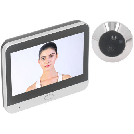 Caméra sans pimole sans fil 1080p 120 degrés Vision nocturne Interphone Visionneuse de porte numérique avec moniteur de couleur de 4,3 pouces