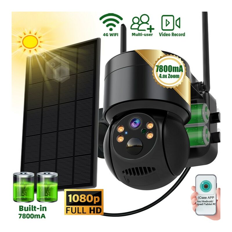 ieGeek 5MP Camera Surveillance WiFi Exterieure sans Fil Solaire Batterie &  Alexa