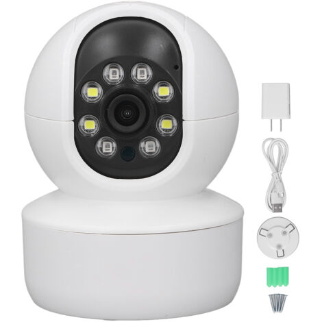 Caméra Surveillance Sans Fil Vision Nocturne 2 Sources Lumière Audio Bidirectionnel 2MP Prise US 100‑240V Sécurité Maison