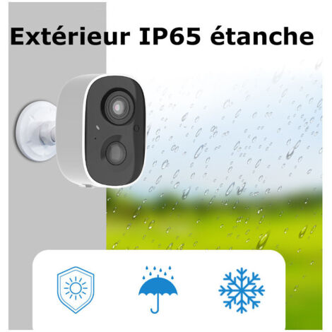 Caméra Surveillance WiFi Extérieure sans Fil Batterie, HD Intérieure IP avec Vision Nocturne Couleur, Détection de Mouvement PIR, Détection AI, Audio Bidirectionnel, Sirène, IP65 étanche