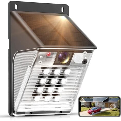 Caméra Surveillance WiFi Exterieure sans Fil Solaire, Caméra 1080P avec Batteries, Détection de Mouvement PIR, Panneau Solaire,Vision Nocturne en Couleur, Audio Bidirectionnel,Etranche