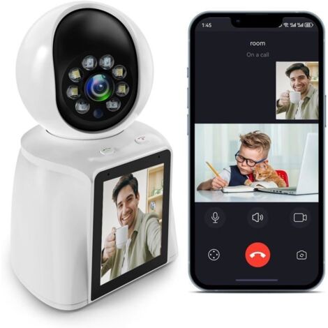 Caméra Surveillance Wifi Interieur, 2K 3Mp Caméra De Surveillance Avec 2,8 Pouce Écran, 360°Caméra Maison Pour Âgé/Enfants/Anima