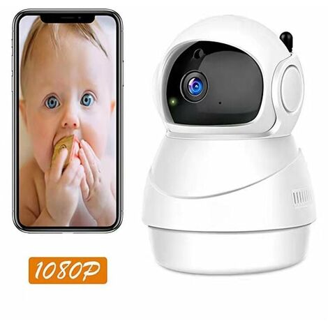 Caméra Surveillance WiFi pour Bébé/aîné/Maison/Animal de Compagnie, Babyphone Caméra avec Suivi de Mouvement/Détection du Son, Conversation Bidirectionnelle, Vision Nocturne FHD, SD/Cloud