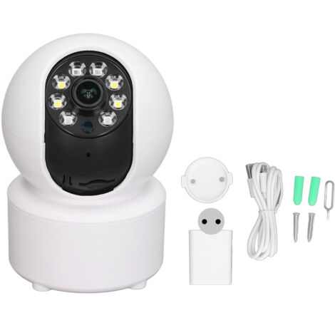 Caméra WiFi 3MP avec Vision Nocturne en Couleur, Audio Bidirectionnel et Sirène, Alimentation Large 100‑240V
