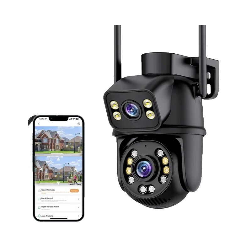 Caméra WIFI 4K PTZ, double objectif, double écran, WIFI ajouter une carte 32G, prise UE