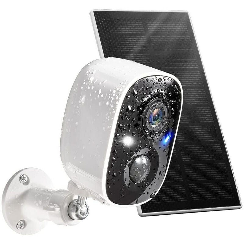 Csparkv - Camera WiFi Exterieure sans Fil Batterie,Camera WiFi Solaire avec Vision Nocturne Couleur,PIR Détection Mouvement,Audio