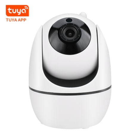 Camera WiFi Interieur,Caméra IP sans Fil FHD 1080P, Caméras Dômes-Détection de Mouvement, Audio Bidirectionnel, Compatible avec Alexa, pour Bébé/Aîné/Animal (Blanc)